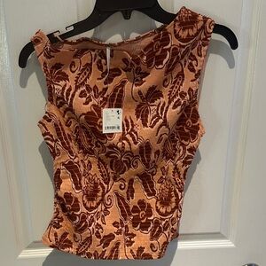 Free People Rust Floral Blouse